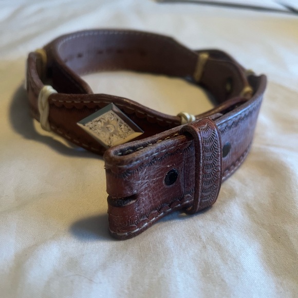 vintage unisex brown leather belt - Picture 1 of 10